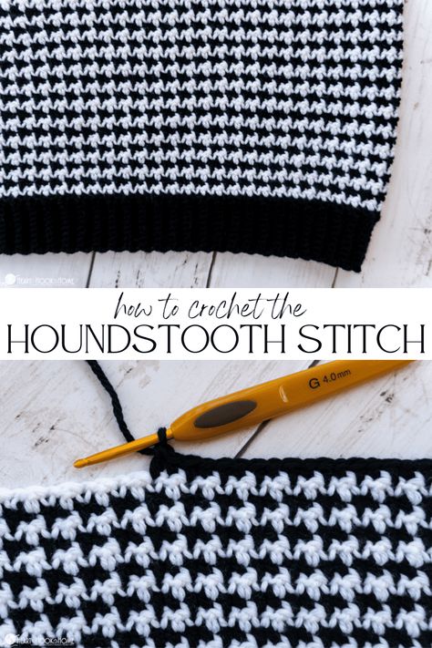 Learn how to crochet the beginner friendly houndstooth stitch with this free step-by-step crochet tutorial! Easy Crochet Stitches, Hounds Tooth, Crochet Stitches For Beginners, Stitch Crochet, Single Crochet Stitch, Crochet Stitches Tutorial, Basic Crochet Stitches, Crochet Stitches Patterns, Crochet Top Pattern