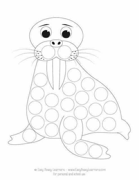 Free Polar Animals Do a Dot Printables - Easy Peasy Learners Dinosaur Dot Painting, Dinosaur Dot Marker Printables, Coloring Pictures Of Animals, Dinosaur Crafts Preschool, Thema Dino, Arctic Animals Crafts, Dinosaurs Preschool, Polar Animals, Card Games For Kids