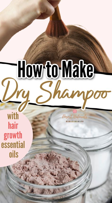 How to make your own all natural dry shampoo for light or dark hair with hair growth essential oils.  apply to root of hair with a make up brush. All Natural Dry Shampoo, Dry Shampoo Recipe, Dry Shampoo Dark Hair, Diy Shampoo Recipe, Homemade Dry Shampoo, Natural Dry Shampoo, Essential Oil Hair Growth, Dry Shampoo Powder, Hair Care Oils