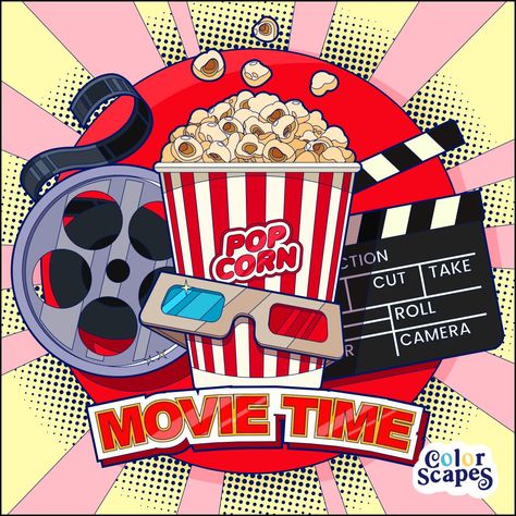 Basement Movie Room, Old Film Stars, Beautiful Love Images, Retro Comic Book, Tshirt Printing Design, Graph Paper Art, Movie Time, Birthday Clipart, Graffiti Murals