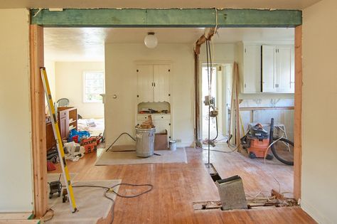 Taking out a wall is one of the most rewarding home improvement projects you can try. But you need to make sure you do it safely. Here's a primer on how to do it right. #[ Taking Out A Wall, Lounge Makeover, Removing Walls, Removing A Wall, Wall Removal, Kitchen Lounge, Home Improvements, Scroll Saw Patterns, Do It Right