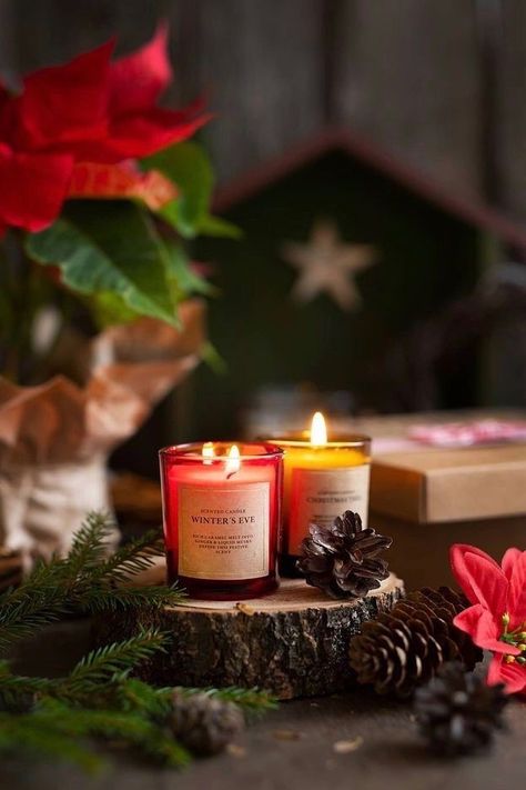 Scented Candles Aesthetic, Christmas Candle Decorations, Candles Photography, Good Night Love Images, Candle Aesthetic, Christmas Photography, Diy Photography, Christmas Photoshoot, Christmas Aesthetic