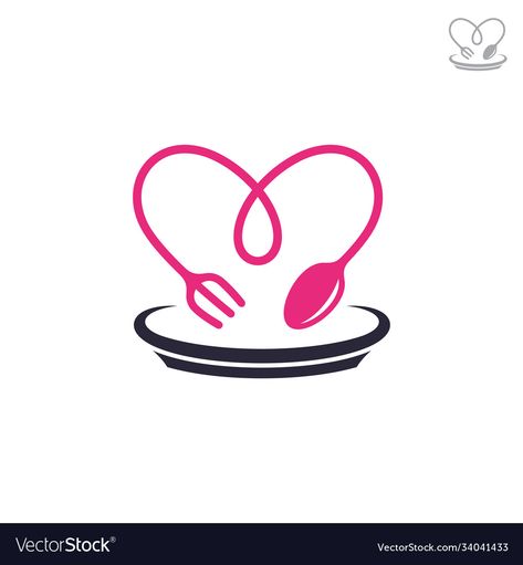 Spoon And Fork Logo, Fork Logo, Heart Spoon, Combination Logo, Cafe Ideas, Fork And Spoon, Love Logo, Food Logo, Spoon Fork