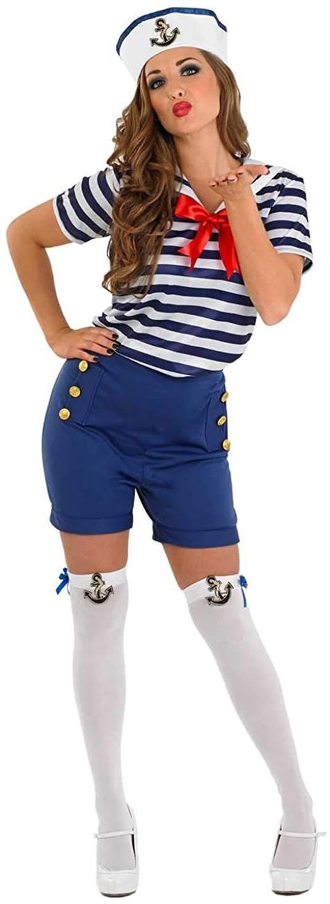 Sailor Costume For Women, Sailor Style Outfit, Sailor Outfit For Women, Sailor Dress Women, Sailor Fancy Dress, Navy Costume, Sailor Outfit, Sailor Costume, Ladies Fancy Dress