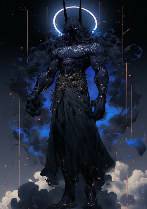 He is the downfall of magnia Shadow Demon Art Male, God Art Male, Fantasy God Concept Art, Six Arms Character Design, Dark Lord Fantasy Art, Demon Man Art, God Character Design Male, God Concept Art, Demon Concept Art