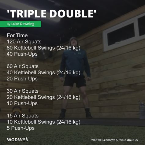 For Time; 120 Air Squats; 80 Kettlebell Swings (24/16 kg); 40 Push-Ups; 60 Air Squats; 40 Kettlebell Swings (24/16 kg); 20 Push-Ups; 30 Air Squats; 20 Kettlebell Swings (24/16 kg); 10 Push-Ups; 15 Air Squats; 10 Kettlebell Swings (24/16 kg); 5 Push-Ups Partner Chipper Wod, Kettlebell Conditioning Workout, Crossfit Workout Program, Home Wod, Hybrid Training, Wods Crossfit, Crossfit Workouts Wod, Crossfit Workouts At Home, Strength And Conditioning Workouts