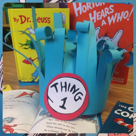 Happy Birthday Dr. Seuss! Thing 1 Thing 2 hat! Happy Birthday Dr Suess, Dr Seuss Decorations, Dr Seuss Preschool Activities, Seuss Costumes, Dr Seuss Costumes, Happy Birthday Dr Seuss, Dr Seuss Art, Dr Seuss Preschool, Happy Birthday Dr