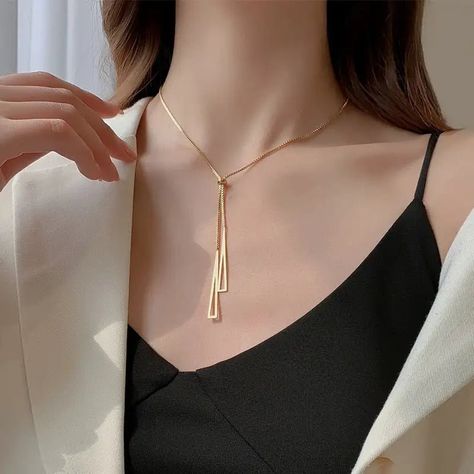 FREE SHIPPING Total Length (Adjustable necklace) 53+5cm Leg Chain, Woman Personality, Geometric Triangle, Chain Choker Necklace, Geometric Jewelry, Lariat Necklace, Simple Necklace, Chain Choker, Trendy Jewelry