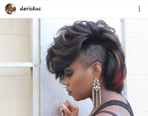 IG: @derickus North Carolina Hairstylist Short Side Haircut Women, Chocolate Locs, Bad Hairstyles, Short Hair Mohawk, Shaved Designs, African Natural Hairstyles, Shaved Hairstyles, Shaved Side, Executive Style