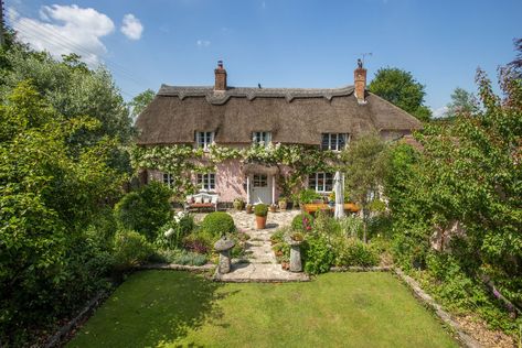 Contemporary Style Furniture, Country Living Uk, Thatched House, Pink Cottage, Cottage Exterior, Thatched Cottage, Dream Cottage, Interesting Buildings, A Fairy Tale