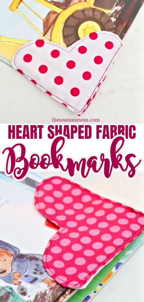 Sewing Bookmarks, Fabric Bookmarks, Valentines Bookmarks, Diy Sewing Gifts, Heart Bookmark, Bookmark Ideas, Origami For Beginners, Sewing Machine Projects, Valentine Projects