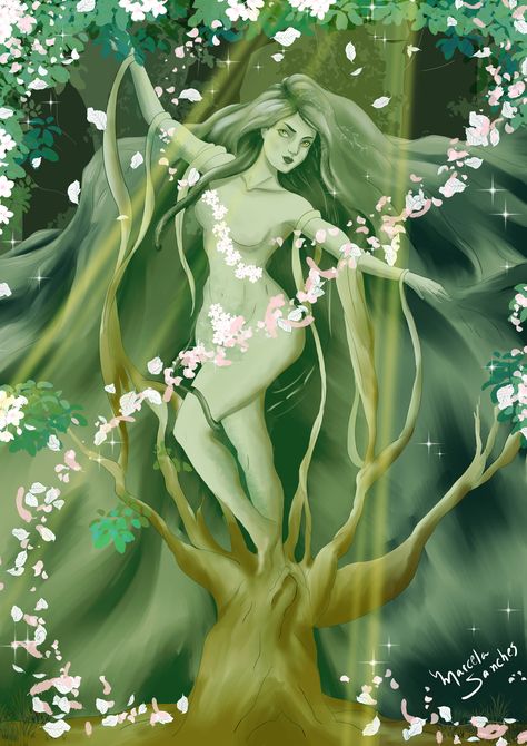 My fanart of Mother Nature,  on ArtStation at https://www.artstation.com/artwork/NqqQVd Mother Of Nature, Mother Nature Art, Mother Nature Goddess, Nature Goddess, Fantasia Disney, Oc Inspo, Nature Spirits, Fairy Art, Firebird