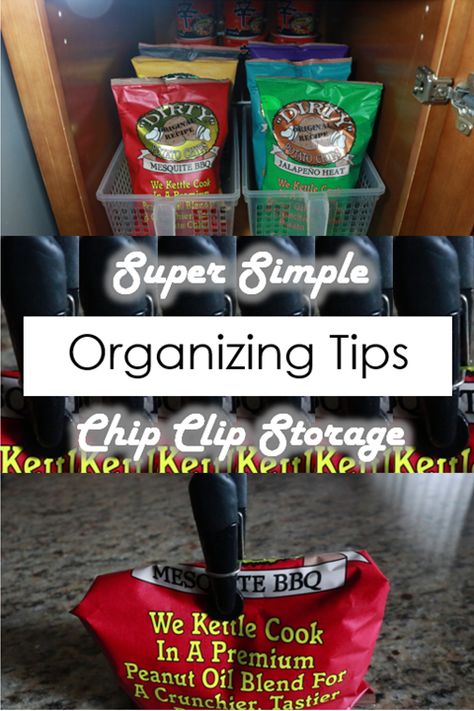 All about super simple chip clip storage so that you don't have to purchase expensive magnetic strips or separate baskets! How To Store Chips Bags In Pantry, Chip Bag Storage, Potato Chip Storage Ideas, Chip Bag Organization, Potato Chip Storage, Chip Storage Ideas, Chip Storage, Clip Storage, Organizing Products