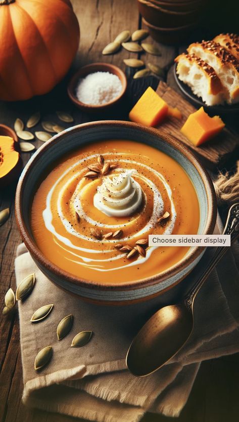 Pumpkin Soup with Coconut Cream Pumpkin Cream Soup, Pumkin Soup, Pumpkin Coconut Soup, Seafood Bisque Recipe, Pumpkin Bisque, Cream Of Pumpkin Soup, Pumpkin Coconut, Cream Soup Recipes, Bisque Soup