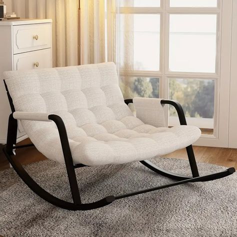 Oversize Outdoor Rocking Chair Comfortable Upholstered - Temu Double Rocking Chair, Modern Rocker, Patio Indoor, Lazy Chair, Rocker Recliner Chair, Porch Sitting, Porch Living, Space Experience, Chair For Living Room