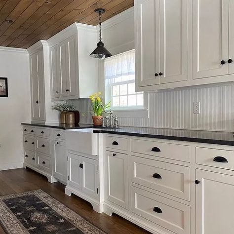 Beadboard Ceiling Kitchen, Over Kitchen Sink Light, Light Above Kitchen Sink, Over Kitchen Sink Lighting, Kitchen Beadboard, Rustic Chic Kitchen, Eccentric Kitchen, Sink Lighting, Beadboard Kitchen