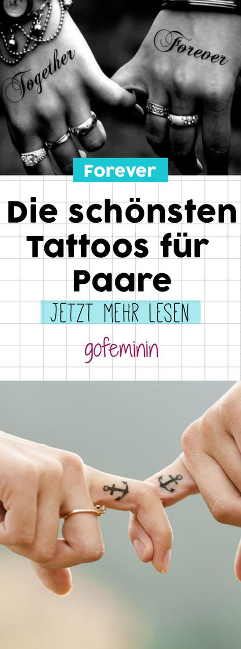 Liebe für immer: Die schönsten Ideen für ein Paar-Tattoo #paartattoo #tattoo #tattooideen #liebestattoo Tattoo Partner, Partner Tattoo, Free Tattoo Fonts, Unscented Body Lotion, Partner Tattoos, Cute Couple Tattoos, Teenage Couples, Couple Tattoo, Tattoo Now