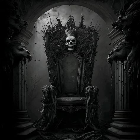 Evil Throne, Demon Throne, 7 Horses Running Painting Vastu Wallpaper, Black Throne, Skull Throne, Dark Throne, Dark Royalty Aesthetic, Egg Calories, King On Throne