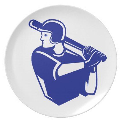 American Baseball Player Batting Side Retro Dinner Plate - retro gifts style cyo diy special idea Retro Dinner, Gifts Vintage, Retro Gifts, Kitchen Gifts, Baseball Players, Retro Kitchen, Dinner Plate, Go Out, Dinner Plates