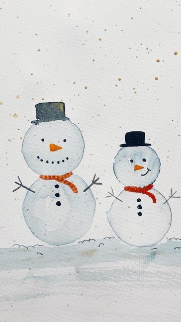 Dani | Artist on Instagram: "DO YOU WANNA PAINT A SNOW MAN???? Easy #tutorial on how to create a watercolour snow man…create different sizes using different sized lids & get creative making a Christmas background around them Grab your art supplies here at great prices: https://bit.ly/3Xq0yRI #snow #snowman #snowmen #christmas #art #craft #tutoral #howto #kids #child #children #kid #parents #fun #fun #creative" Snow Man Drawing For Kids, Snow Man Drawing Art, Snow Man Drawing Easy, Snow Man Painting, Watercolour Snow, Snowmen Paintings, X'mas Card, Snowman Watercolor, Snowmen Ideas