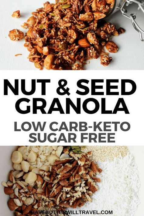 Seed Granola, Keto Cereal, Desayuno Keto, Keto Granola, Granola Recipe Homemade, Keto Diet Breakfast, Grain Free Granola, Keto Friendly Desserts, Gaps Diet