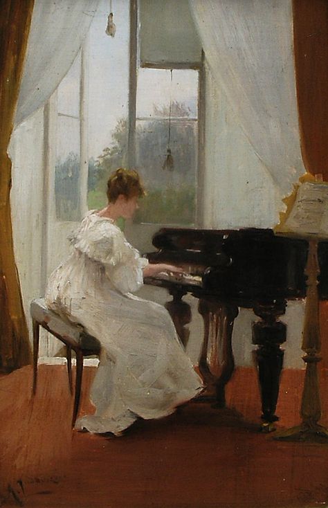 Albert Ludovici Jnr - piano player متحف فني, Piano Practice, Playing The Piano, Piano Art, Victorian Paintings, Music Painting, Piano Player, Victorian Art, Old Paintings