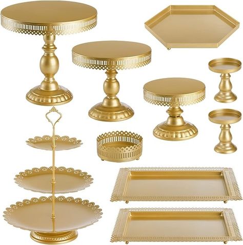 Amazon.com: Hedume Set of 10 Cake Stand, Metal Cupcake Stand Set with Multiple Combination Styles, Dessert Plate Cake Serving Tray Candy Fruit Display Tower for Wedding, Birthday Party, Baby Shower, Anniversary : Home & Kitchen Iron Cake Stand, Metal Cupcake Stand, 10 Cake, Display Tower, Metal Cake Stand, Round Cake Stand, Candy Fruit, Three Tier Cake, Cake Stand Set