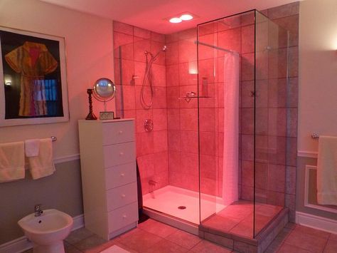 Infrared Heat Lamp For Bathroom  Benefits of Heat Lamp For Shower Check more at http://www.showerremodels.org/6948/benefits-of-heat-lamp-for-shower.html Heat Lamp Bathroom, Ambient Bathroom Lighting, Shower Lamp, Lamp In Bathroom, Bathroom Heat Lamp, Remodeling House, Ensuite Ideas, Shower Light, Room Improvement