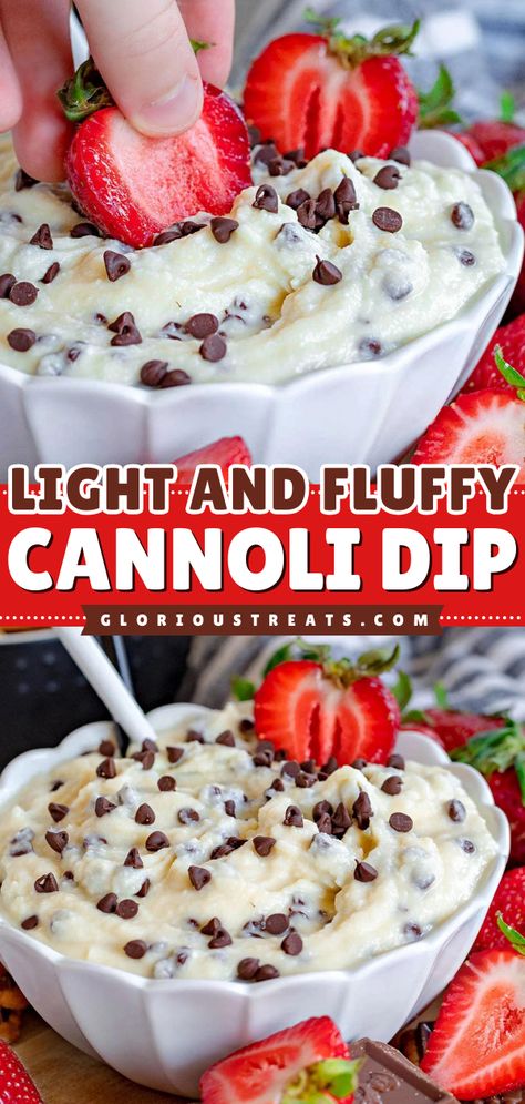 This Cannoli Dip is a light and fluffy New Year appetizer idea with just the right amount of sweetness! This homemade dip is made with only five ingredients and makes a great addition to your easy Superbowl appetizers or easy Gameday food ideas! Easy Canolli Dip, Cannoli Dip Recipe Easy, Canoli Dip Best, Canoli Dip Recipe, Easy Superbowl Appetizers, Easy Christmas Dips, Churro Dip, Gameday Food Ideas, Easy Cannoli Dip