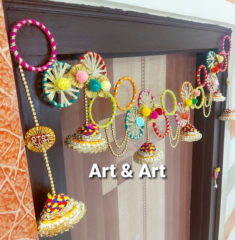 Handmade Bandhanwar Ideas, Diwali Bandhanwar Handmade, Bandhanwar Designs Handmade, Diy Bandhanwar, Bandarwal Designs Handmade, Handmade Toran Ideas, Toran Designs Doors Handmade, Handmade Decorative Items, Diy Floral Decor