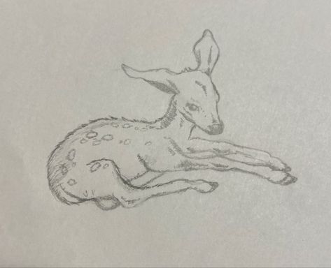 Sleeping Fawn Drawing, Deer Tattoo Coquette, Sharp Objects Tattoo, Easy Woodland Animal Drawings, Fawn Drawing Sketches, Fallow Deer Drawing, Tattoos For Sensitive People, Sleeping Fawn Tattoo, Deer Laying Down Drawing