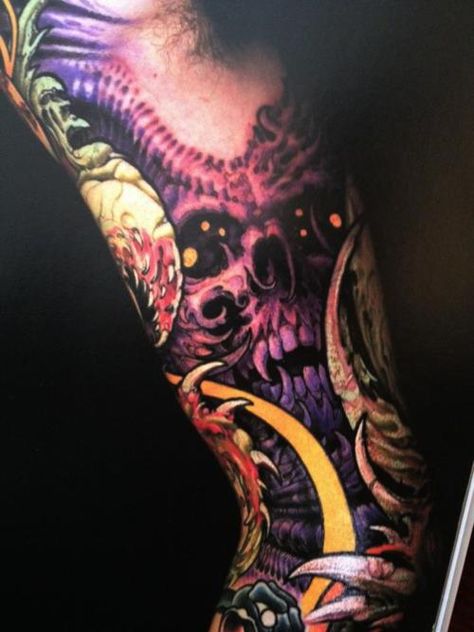 Grime Grime Tattoo, Biomech Tattoo, Tattoos Pinterest, Monster Tattoo, Dragon Sleeve, Bright Tattoos, Bone Tattoos, Demon Tattoo, Biomechanical Tattoo