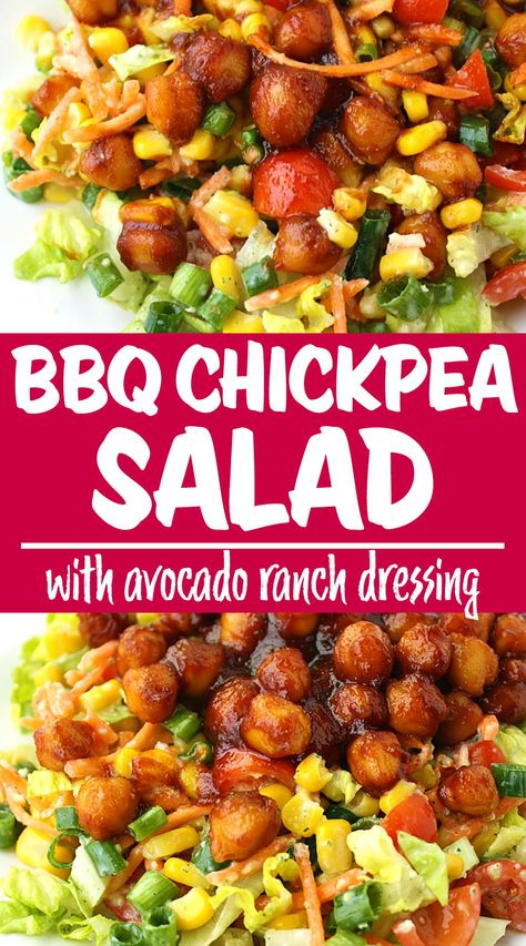 Creamy Avocado Ranch Dressing, Garden Grazer, Bbq Chickpeas, Avocado Ranch Dressing, Bbq Salads, Avocado Ranch, Bbq Chicken Salad, Salad With Avocado, Vegan Bbq