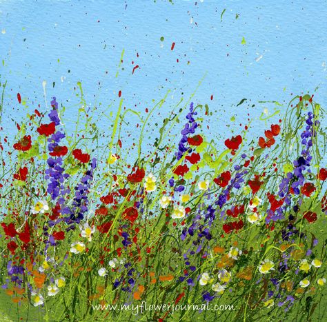 Splattered Paint Flower Art Ideas-Wild Flowers-myflowerjournal.com Splattered Paint, Apple Painting, Acrylic Painting Flowers, Splatter Paint, Simple Acrylic Paintings, Beginner Painting, Learn To Paint, Painting Projects, Acrylic Art