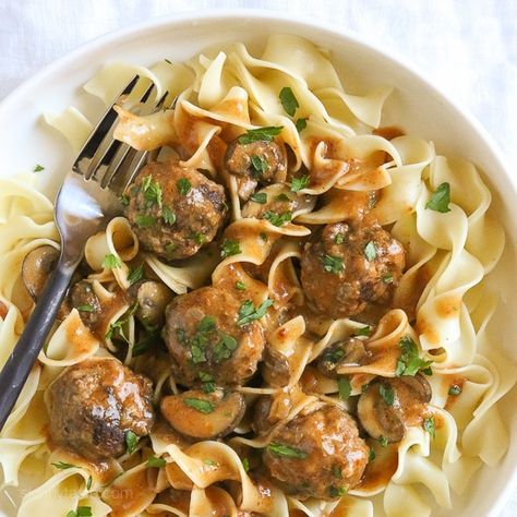 Turkey Meatball Stroganoff, Meatball Stroganoff, Turkey Meatballs Healthy, Instant Pot Slow Cooker, Turkey Meatball, Slow Cooker Meatballs, Healthy Turkey, Turkey Meatballs, Skinny Taste Recipes