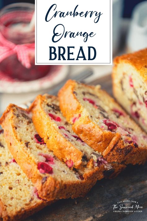 Mom's Cranberry Bread recipe is easy to stir together, perfect for gifting around the holidays, and always moist, buttery, and full of fresh orange flavor. Tart cranberries and crunchy nuts serve as a tasty contrast to the sweet, tender quick bread. Enjoy a slice of cranberry orange bread for breakfast on Thanksgiving or Christmas morning, or offer the loaf as a snack throughout the season alongside a cup of coffee, tea, hot cocoa or mulled cider! Tea Bread Recipes, Cranberry Pecan Bread, Freezer Stock, Holiday Breads, Christmas Breads, Classic Christmas Recipes, Fruit Breads, Tea Breads, Loaf Breads