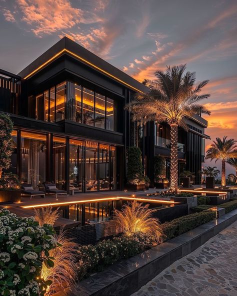 Black Luxury House, Monaco Lifestyle, Dark Modern House, Dream House Pictures, Big Modern Houses, Black Houses, Mansion Exterior, Billionaire Luxury, Luxury Houses Mansions