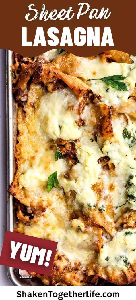 Sheet pan lasagna takes all the hard work out of making a traditional layered lasagna but keeps the meaty, cheesy flavor we all love! Sheet Pan Lasagna, Layered Lasagna, Pan Lasagna, Easy Lasagna Recipe, Lasagna Ingredients, Flat Pan, Traditional Lasagna, Hot Italian Sausage, Pasta Dinners