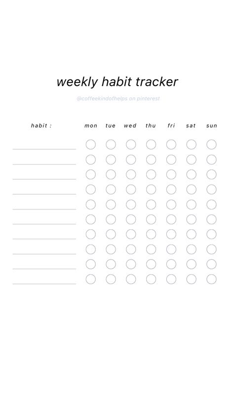 weekly habit tracker (instagram story format) Weekly Habits Tracker, Daily Habit Tracker Template, Weekly Habit Tracker Template, Daily Habits To Track, Daily Habits Tracker, Weekly Goal Tracker, Habit Tracker Printable Monthly, Habit Tracker Ideas, Habit Tracker Weekly