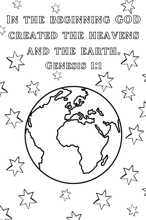 Free to use. Genesis 1:1 Bible Verse Coloring Page for Kids. Bible Study Activities, Creation Bible, Verses For Kids, Bible Worksheets, Bible Verse Coloring Page, Scripture Coloring, Bible Story Crafts, In The Beginning God, Bible Verses For Kids