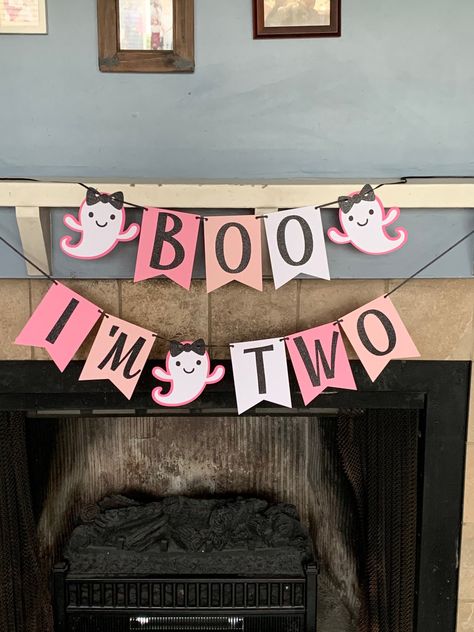 Excited to share this item from my #etsy shop: Pink Boo I’m Two banner - Pink Halloween decorations girl - pink Halloween birthday decor - Halloween decorations - Boo I'm Two Banner