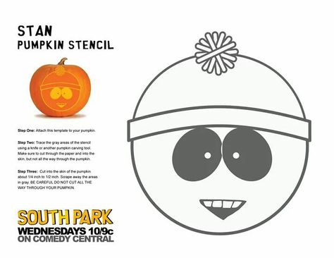 ... South Park Pumpkin, Halloween Pumpkin Stencils, Pumkin Carving, Legends Of The Fall, Halloween Pumpkin Designs, Pumpkin Carving Patterns, Stencil Projects, Pumpkin Carvings Stencils, Pumpkin Stencil