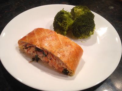 Salmon En Croute, Chef Gordon, Crescent Roll Dough, Salmon Filet, Steamed Broccoli, Herb Butter, Gordon Ramsay, Crescent Rolls, Learn To Cook