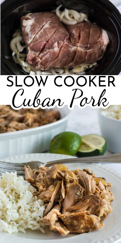 Add some variety to your menu with this "dump it and forget it" Slow Cooker Cuban Pork. It's full of flavor and makes great leftovers, too! via @nmburk Slow Cooker Mojo Pork, Slow Cooker Cuban Sandwiches, Cuban Pulled Pork Slow Cooker, Cuban Pork Crockpot, Crockpot Cuban Pork, Cuban Pork Roast, Carrots Slow Cooker, Slow Cooker Cuban Pork, Delish Dinners