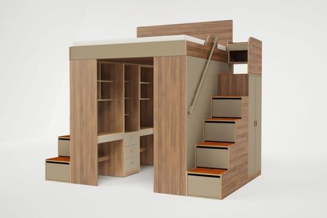 Adult Loft Bed, How To Stay Organized, Micro Apartment, Murphy Bed Plans, Bunk Beds With Stairs, Small Space Storage, Space Saving Furniture, Murphy Bed, Stay Organized