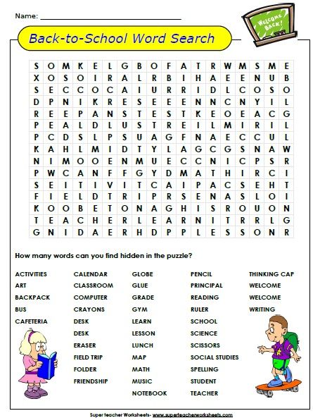 Back-to-School Word Search Puzzle Back To School Puzzle, School Word Search, Back To School Worksheets, First Day Activities, Super Teacher, First Day Of School Activities, 4th Grade Classroom, School Printables, Word Searches