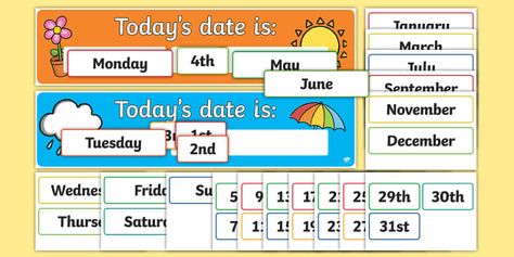 This fantastic display pack works as a calendar displaying 'today's' date! Brilliant! Todays Date, Free Teaching Resources, Days Of The Week, Best Templates, Calendar Template, Free Printables, Template Design