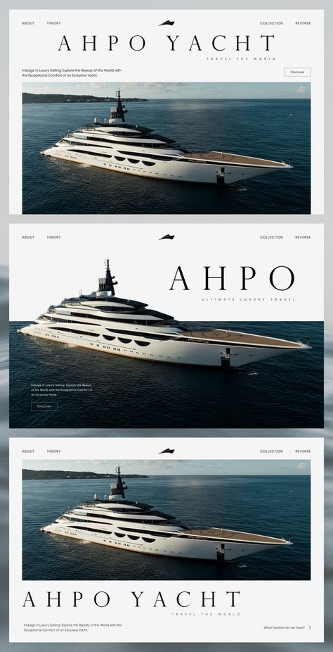 LÜRSSEN - Luxury Yacht Company Website Design designed by LAIN UI/UX for LAIN. Connect with them on Dribbble; the global community for designers and creative professionals. Boat Website Design, Luxury Website Design Inspiration, Lurssen Yachts, Company Website Design, Yatch Boat, Luxury Website, Luxury Yacht, Boats Luxury, Company Website