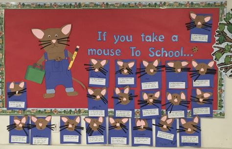 If You Take A Mouse To School Craft, Book Themed Crafts, Camp Classroom, Kindergarten September, Teacher Diy, Kindergarten Classroom Decor, Prek Classroom, Teachers Diy, Daycare Ideas