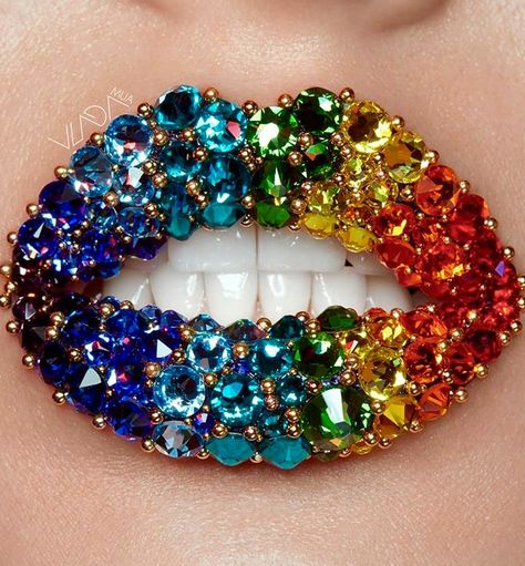 Rainbow Lips Lip References, Fantasy Make-up, Make Up Designs, Rainbow Lips, Lip Art Makeup, Drag Make-up, Nice Lips, Lipstick Art, Lip Gloss Colors